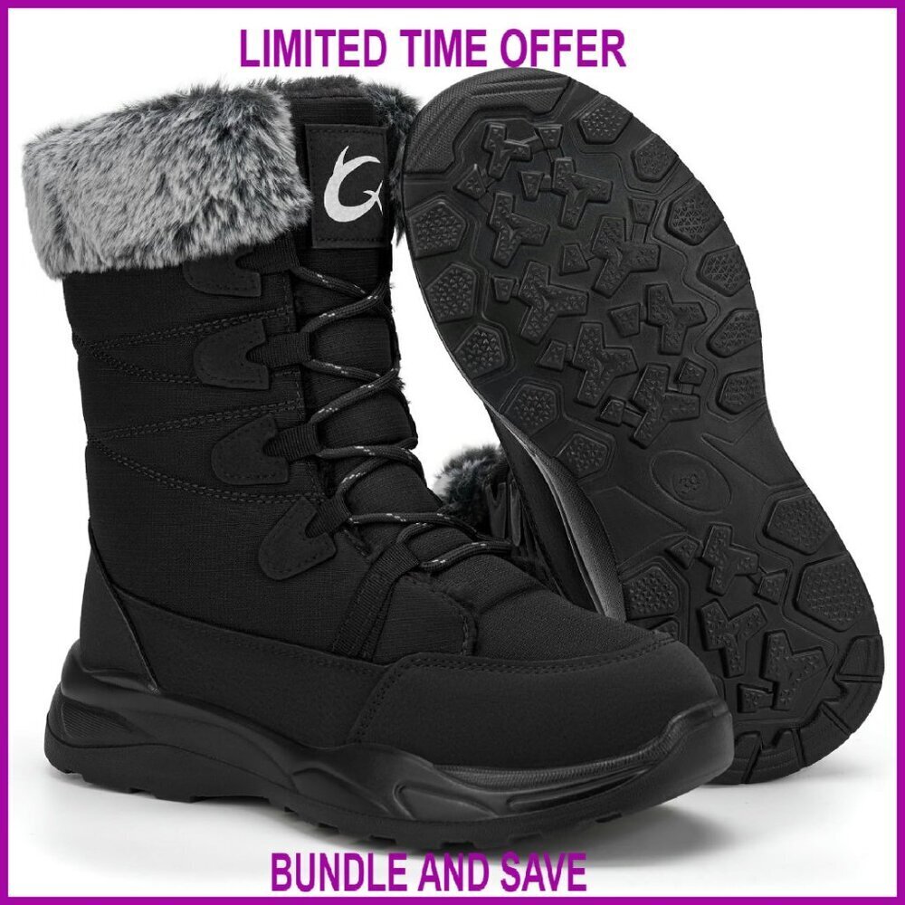 Women's Mid-Calf Snow Boots, Faux Fur Lined, Anti-Slip Winter Booties